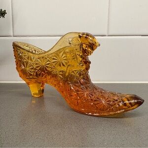 Vintage Fenton Amber Glass Shoe